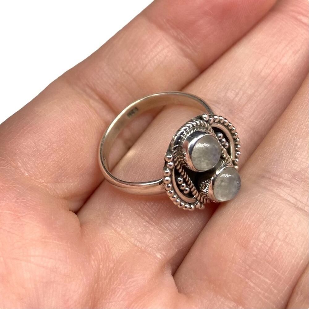 Rainbow Moonstone Ring Size 6.5 Solid 925 Sterlin… - image 8